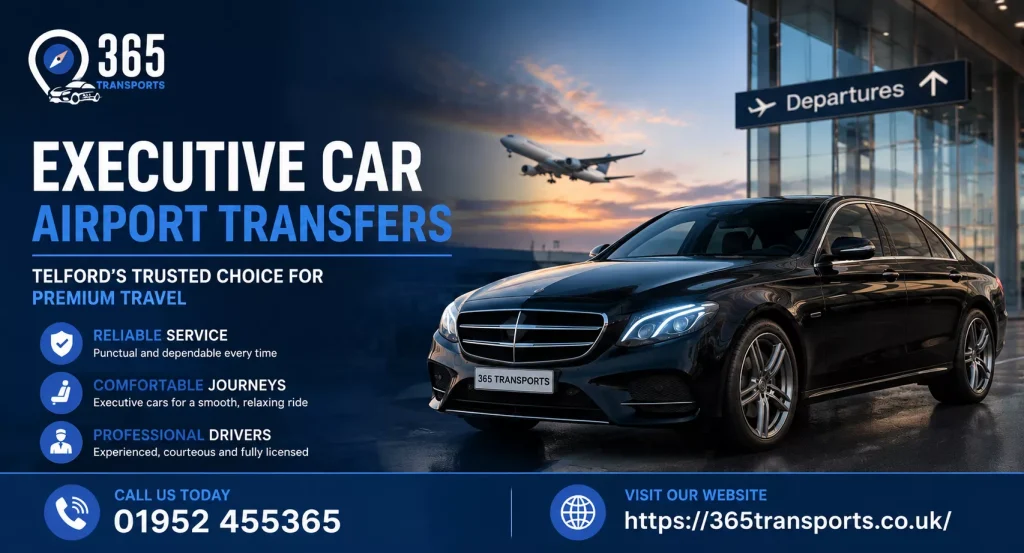 Where can I book an executive car in Telford for airport transfers?