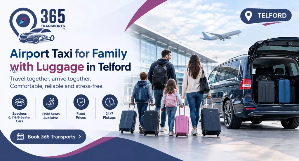 Airport Taxi for Family with Luggage in Telford | 365 Transports