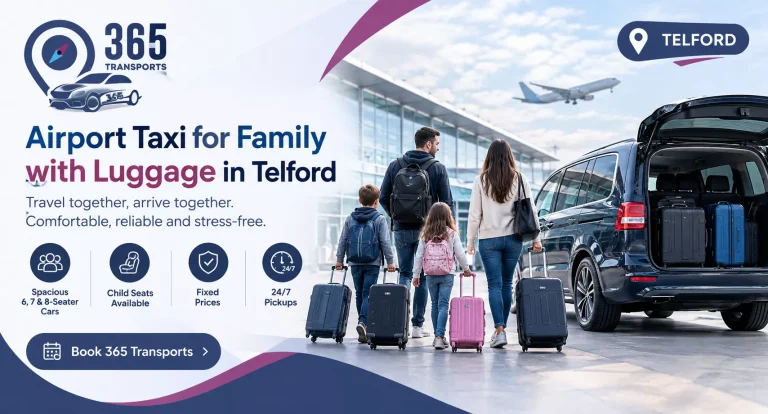 Airport Taxi for Family with Luggage in Telford | 365 Transports